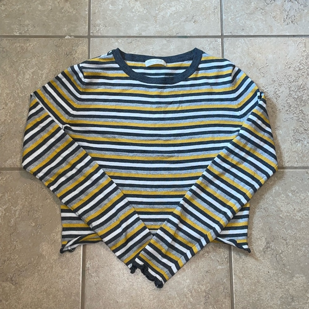 yellow and grey stripped long sleeve